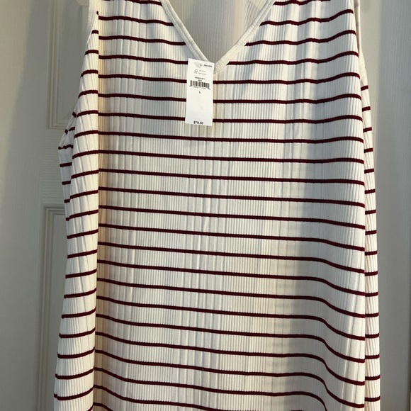 NWT banana republic Striped ribbed midi dress. Sz: L - Picture 6 of 7